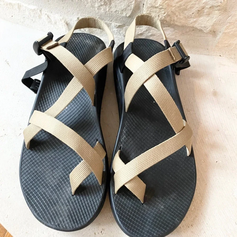 Chaco Z1 Classic Mens Sandals Black Tan Size M13 Adjustable Straps‎